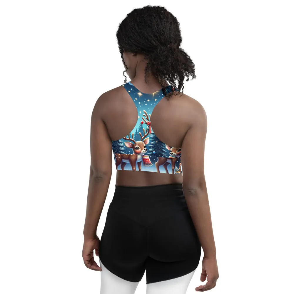 Whimsical Winter Wear Longline Sports Bra