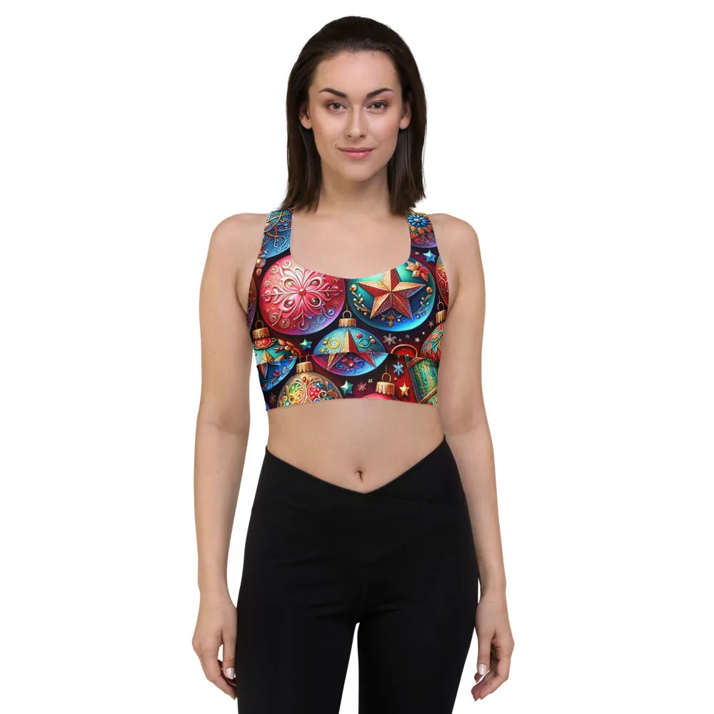 Whimsical Winter Wear Longline Sports Bra