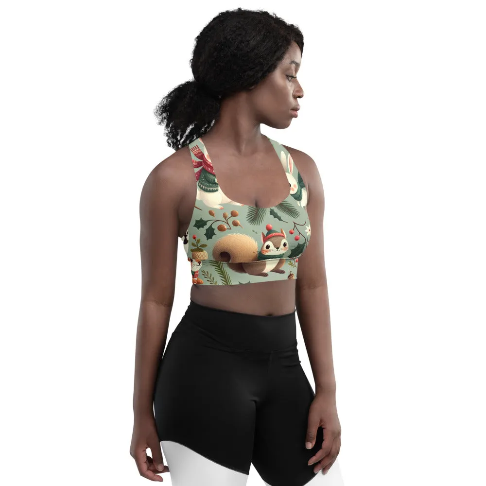 Whimsical Winter Wear Longline Sports Bra
