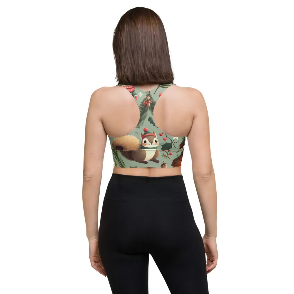 Whimsical Winter Wear Longline Sports Bra