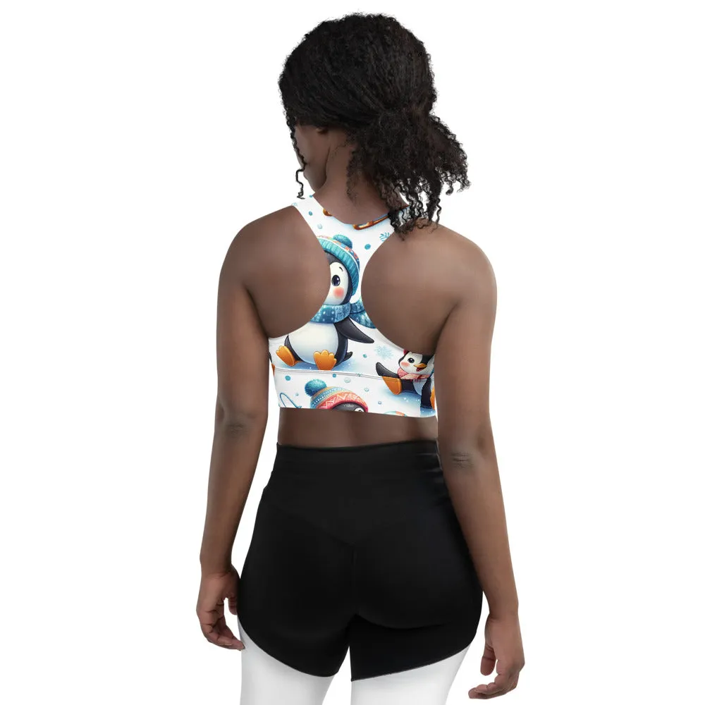 Whimsical Winter Wear Longline Sports Bra