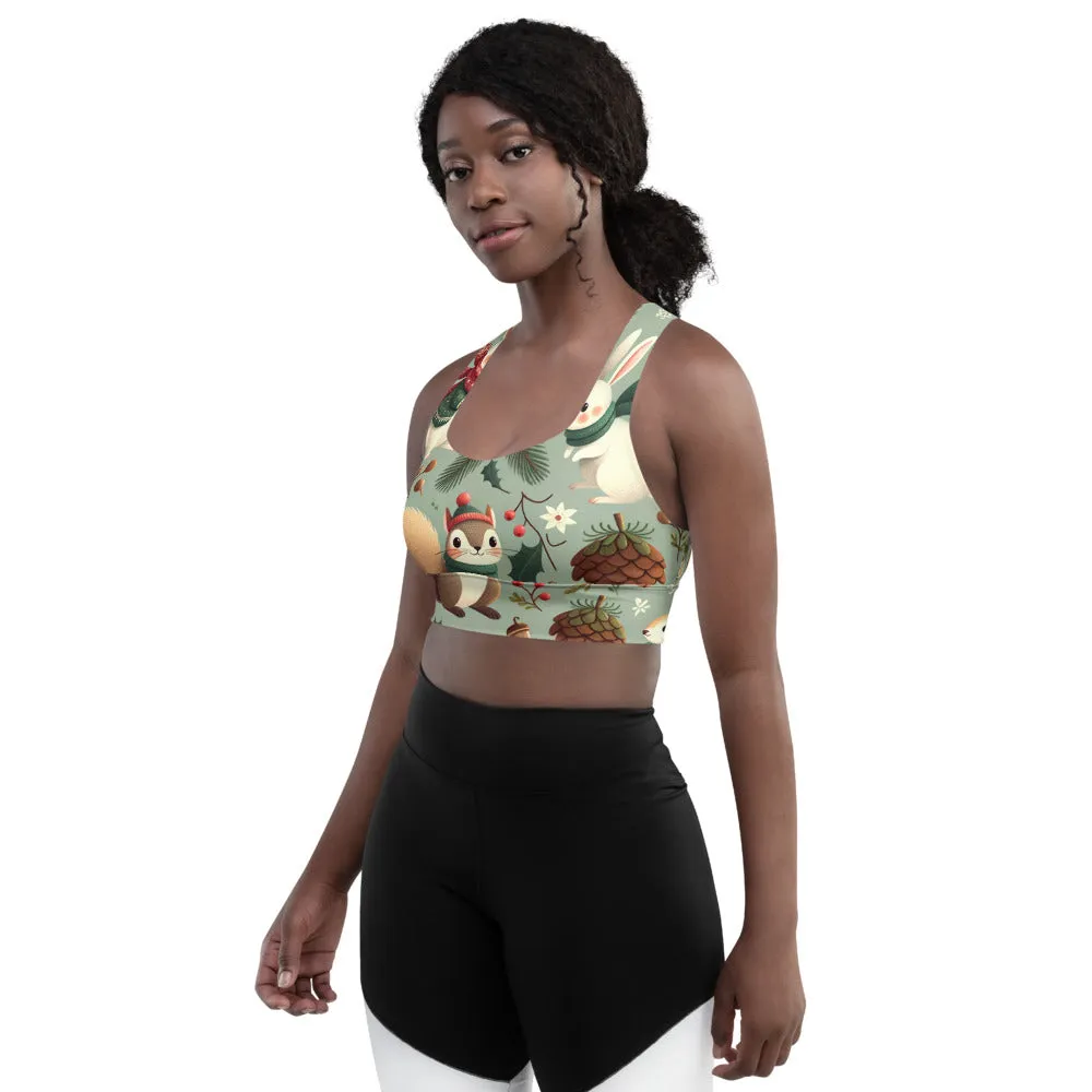 Whimsical Winter Wear Longline Sports Bra