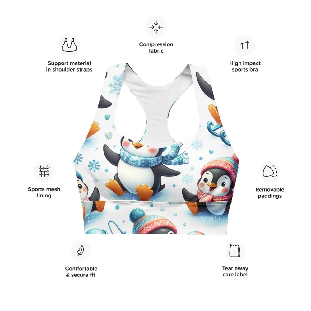 Whimsical Winter Wear Longline Sports Bra