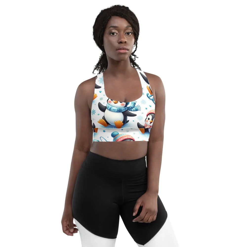 Whimsical Winter Wear Longline Sports Bra