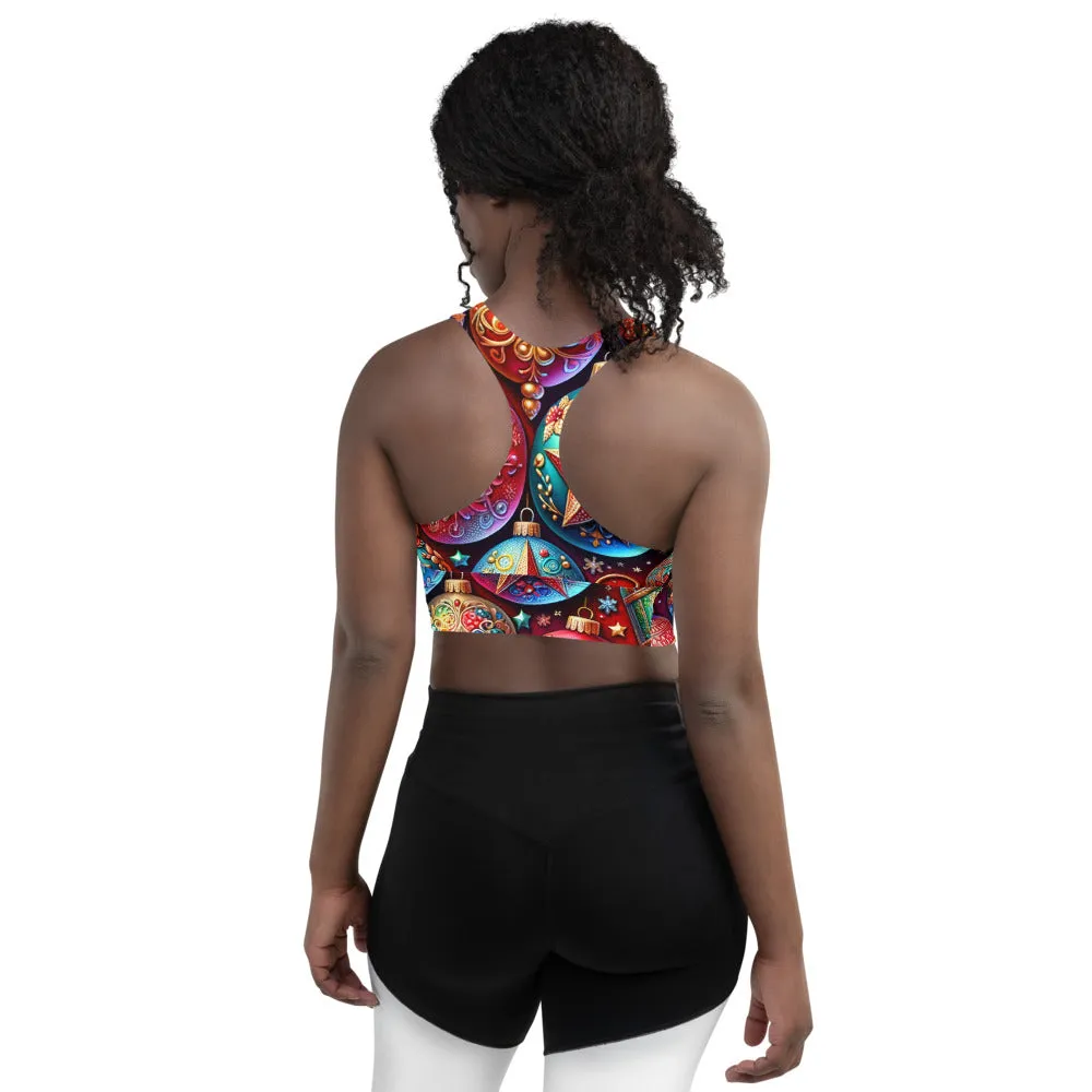 Whimsical Winter Wear Longline Sports Bra
