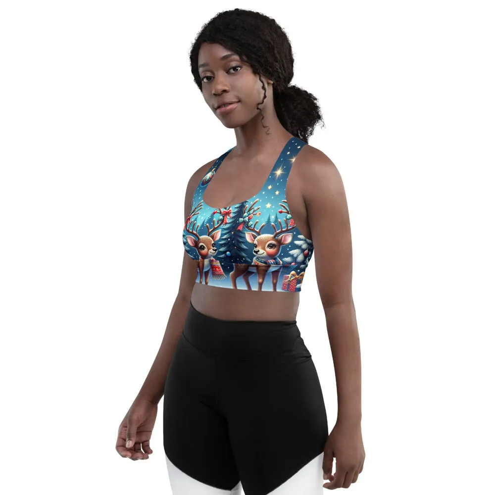 Whimsical Winter Wear Longline Sports Bra
