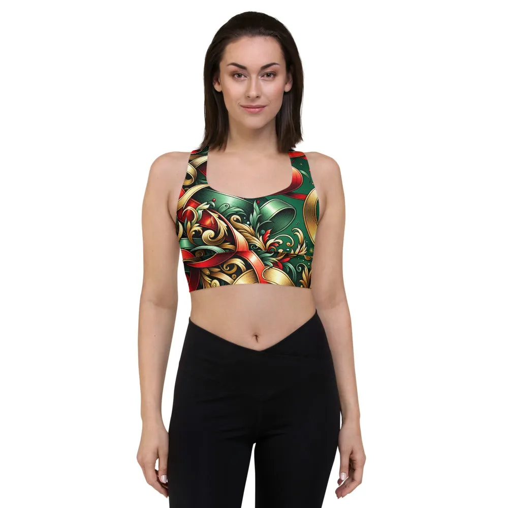 Whimsical Winter Wear Longline Sports Bra