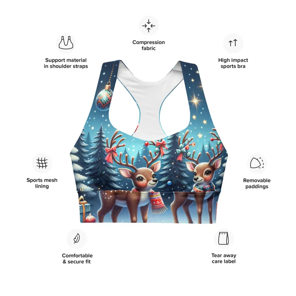 Whimsical Winter Wear Longline Sports Bra