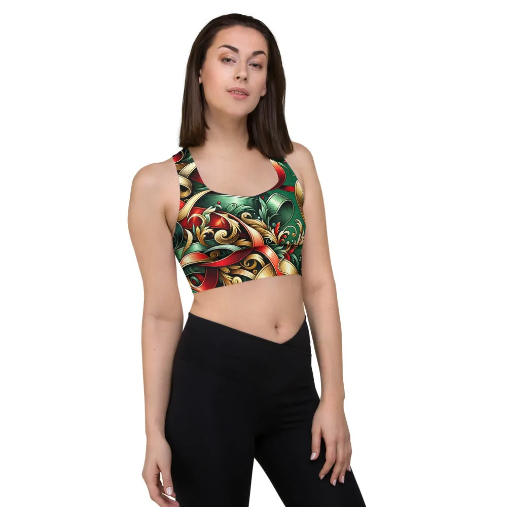 Whimsical Winter Wear Longline Sports Bra