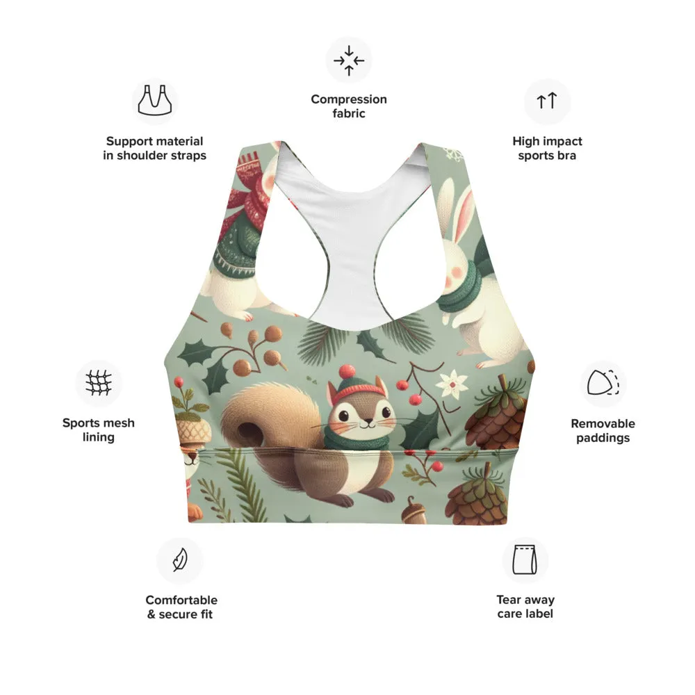 Whimsical Winter Wear Longline Sports Bra
