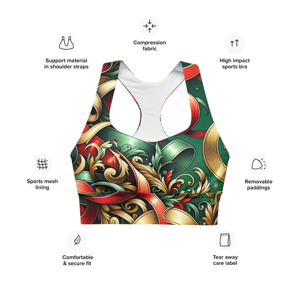 Whimsical Winter Wear Longline Sports Bra
