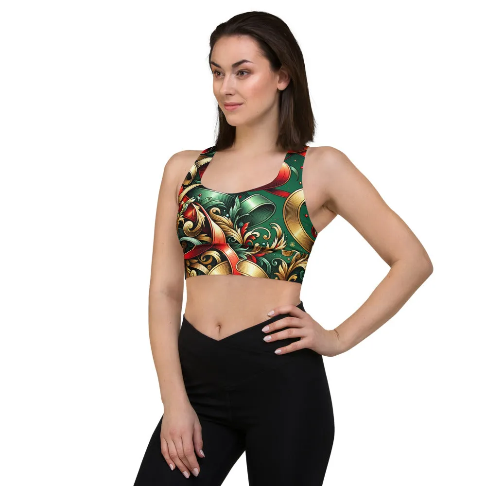 Whimsical Winter Wear Longline Sports Bra
