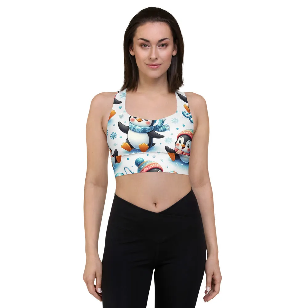 Whimsical Winter Wear Longline Sports Bra