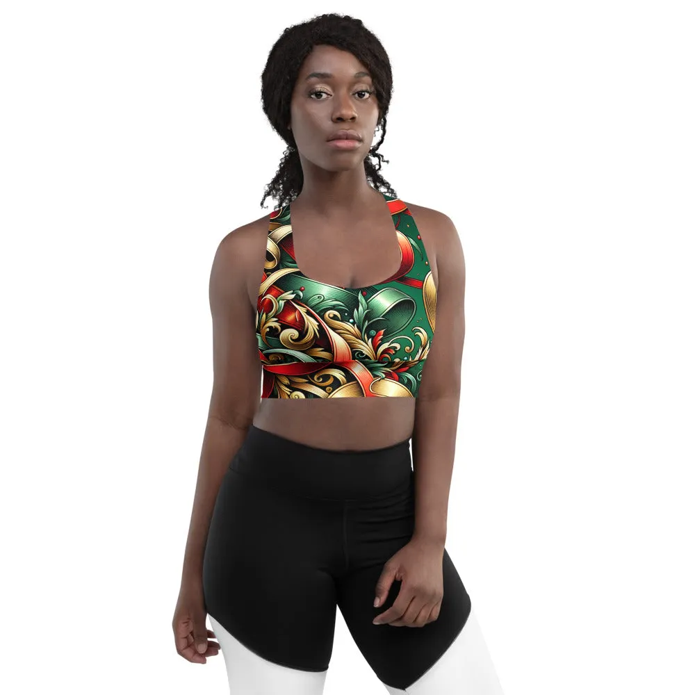 Whimsical Winter Wear Longline Sports Bra