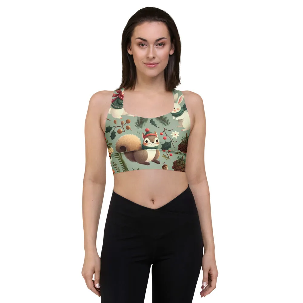 Whimsical Winter Wear Longline Sports Bra