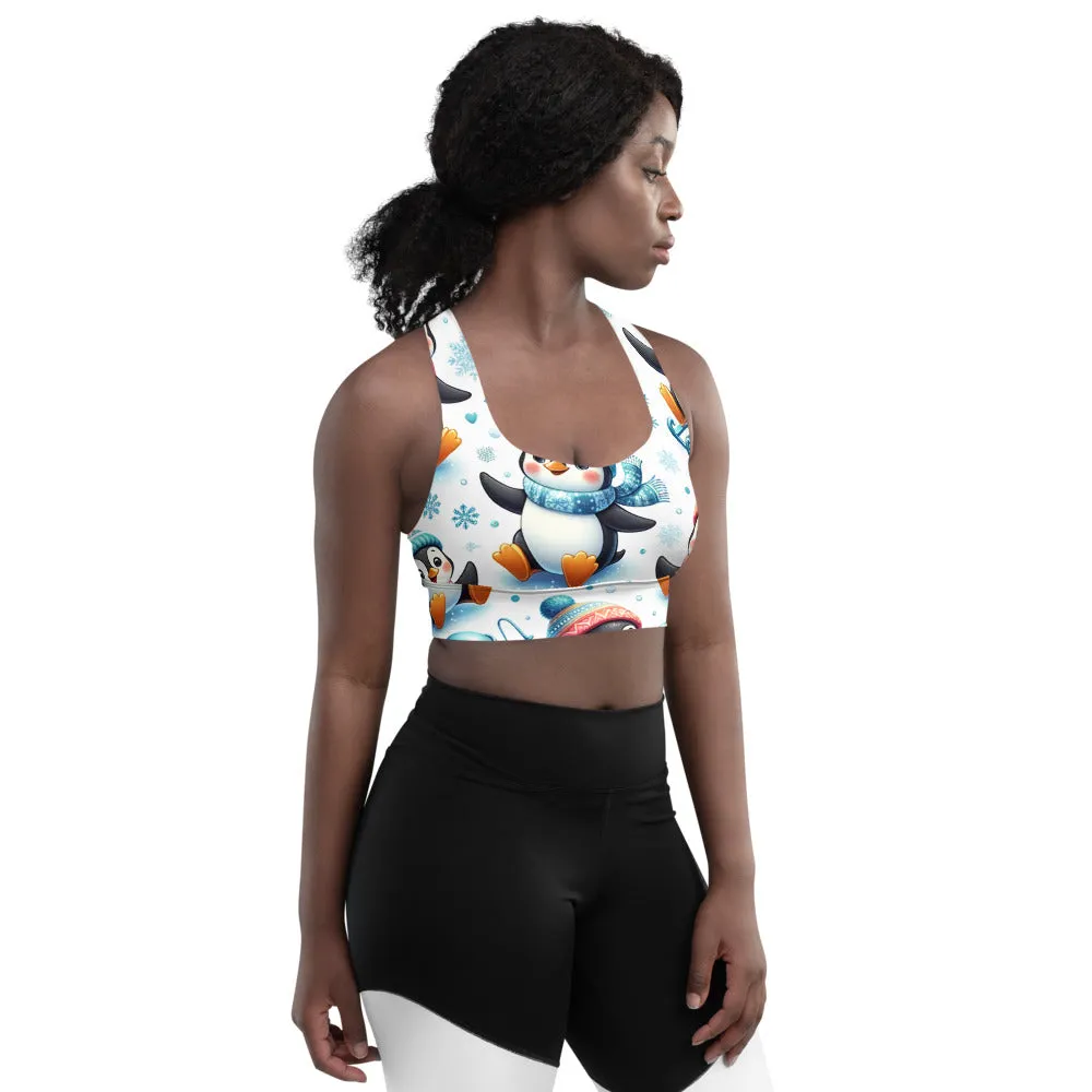 Whimsical Winter Wear Longline Sports Bra