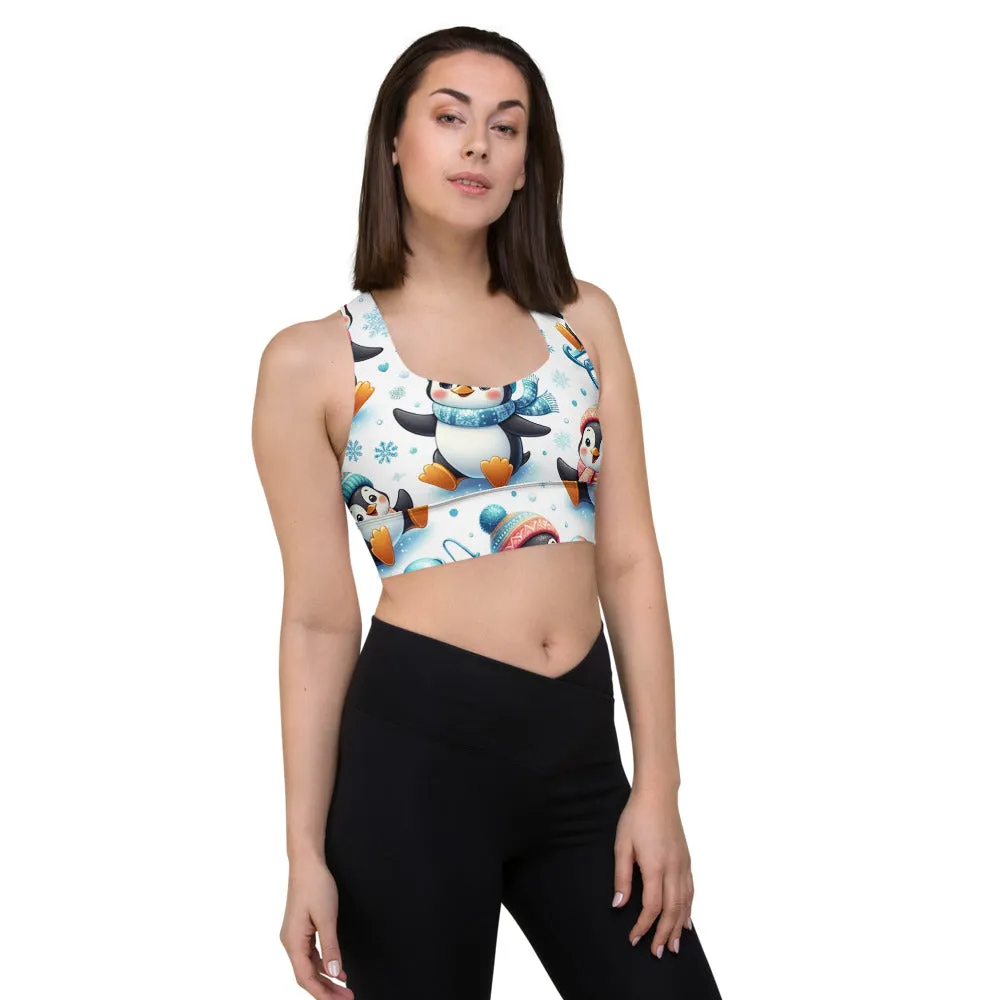 Whimsical Winter Wear Longline Sports Bra