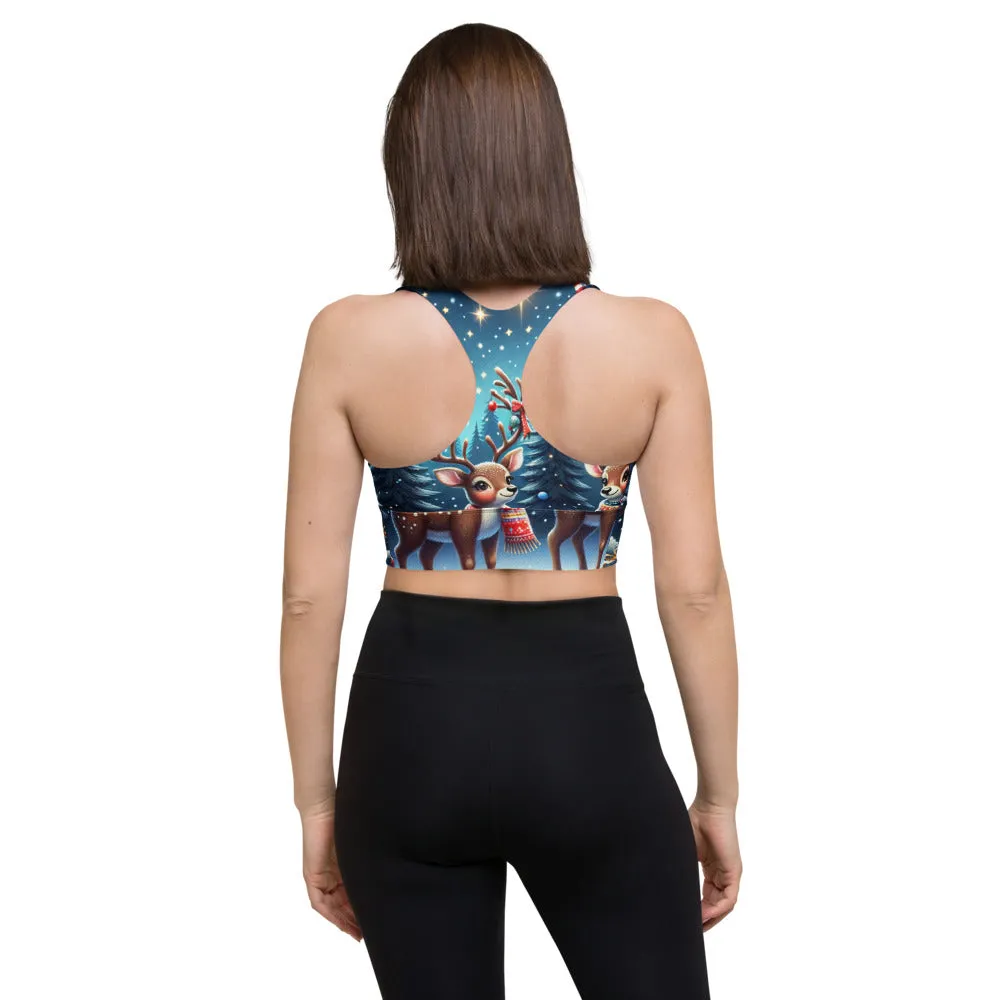 Whimsical Winter Wear Longline Sports Bra