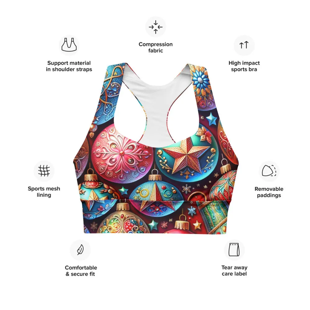 Whimsical Winter Wear Longline Sports Bra