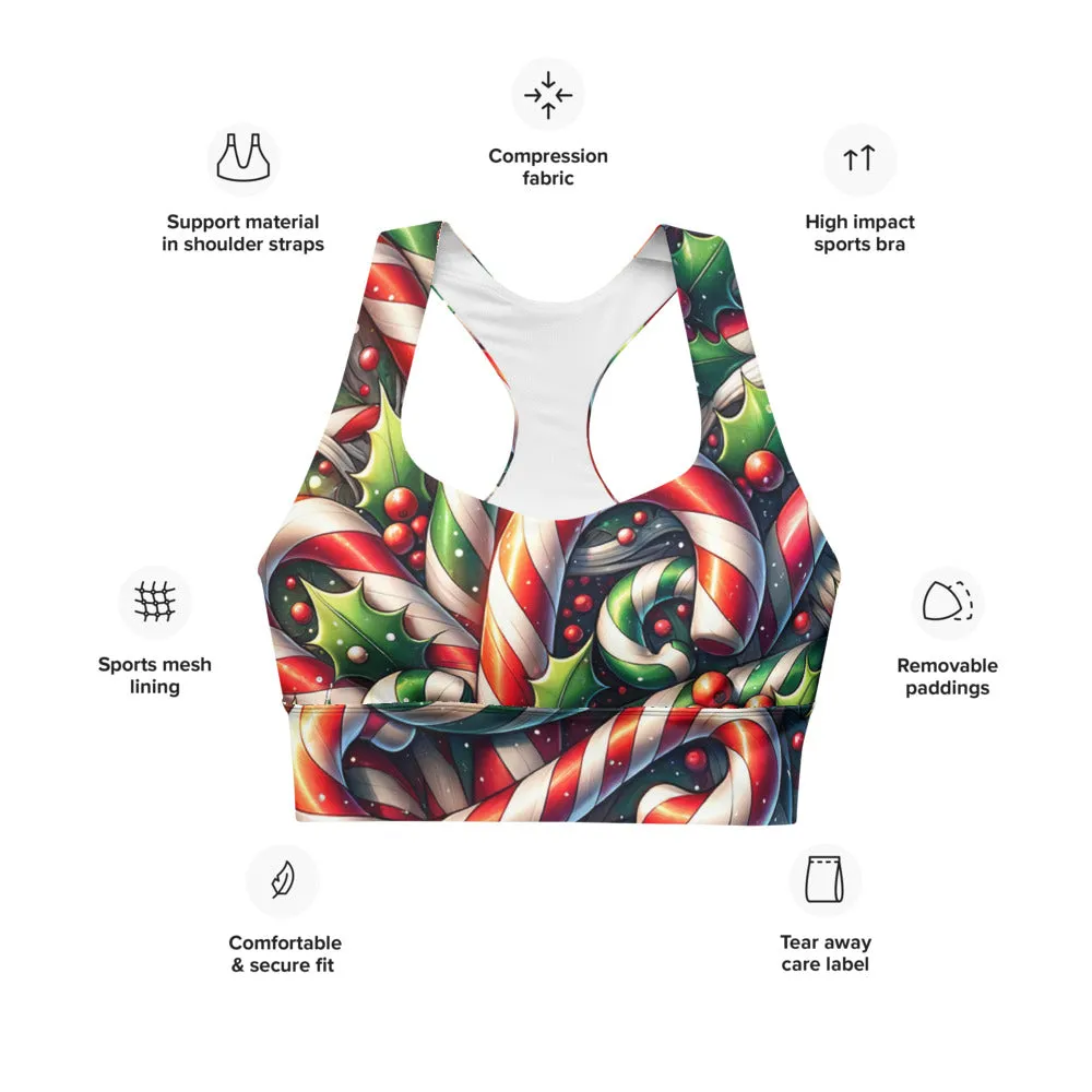 Whimsical Winter Wear Longline Sports Bra