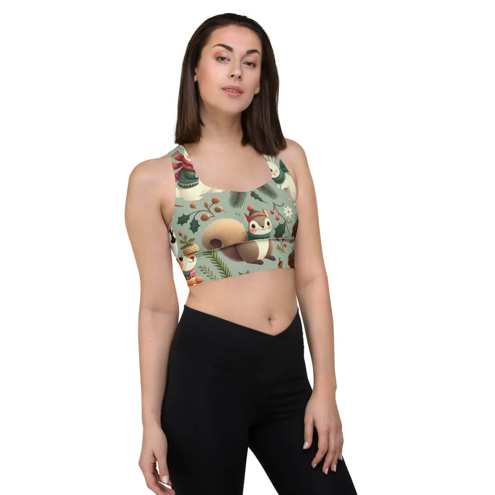Whimsical Winter Wear Longline Sports Bra