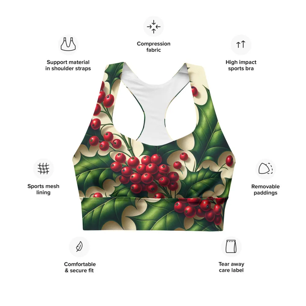 Whimsical Winter Wear Longline Sports Bra