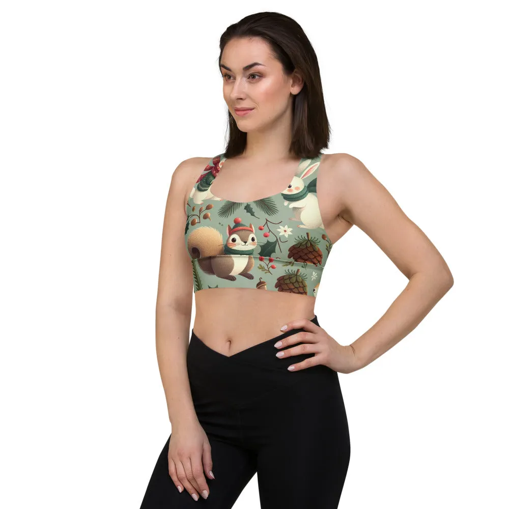 Whimsical Winter Wear Longline Sports Bra