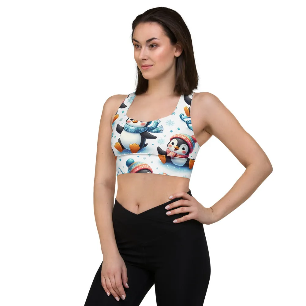 Whimsical Winter Wear Longline Sports Bra
