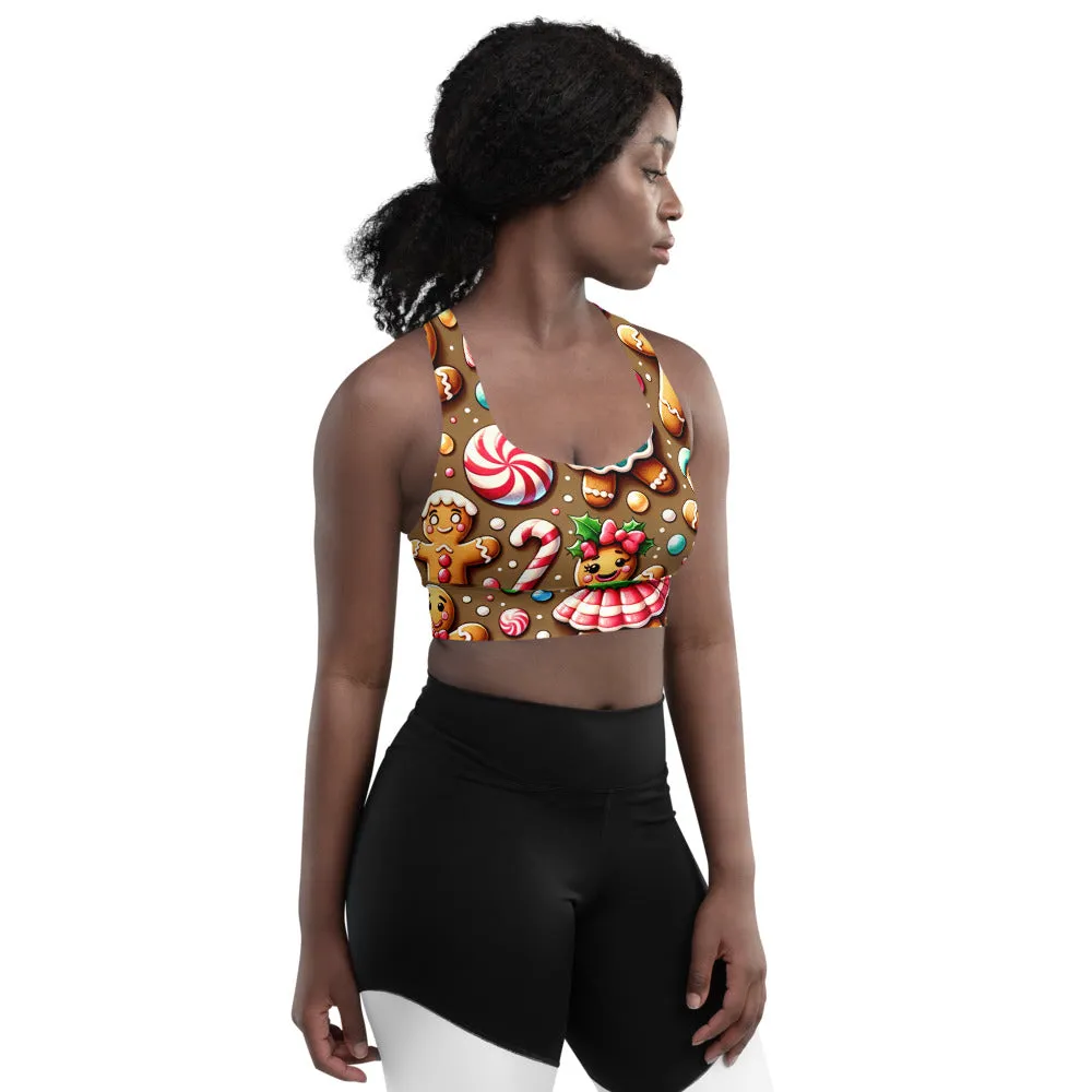 Whimsical Winter Wear Longline Sports Bra