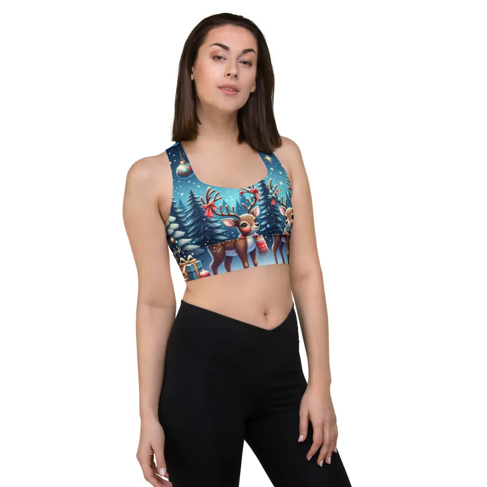 Whimsical Winter Wear Longline Sports Bra