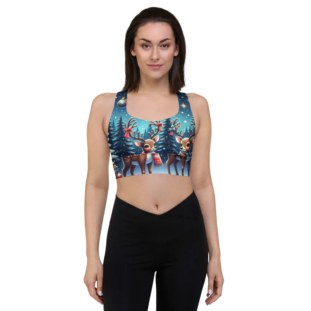 Whimsical Winter Wear Longline Sports Bra