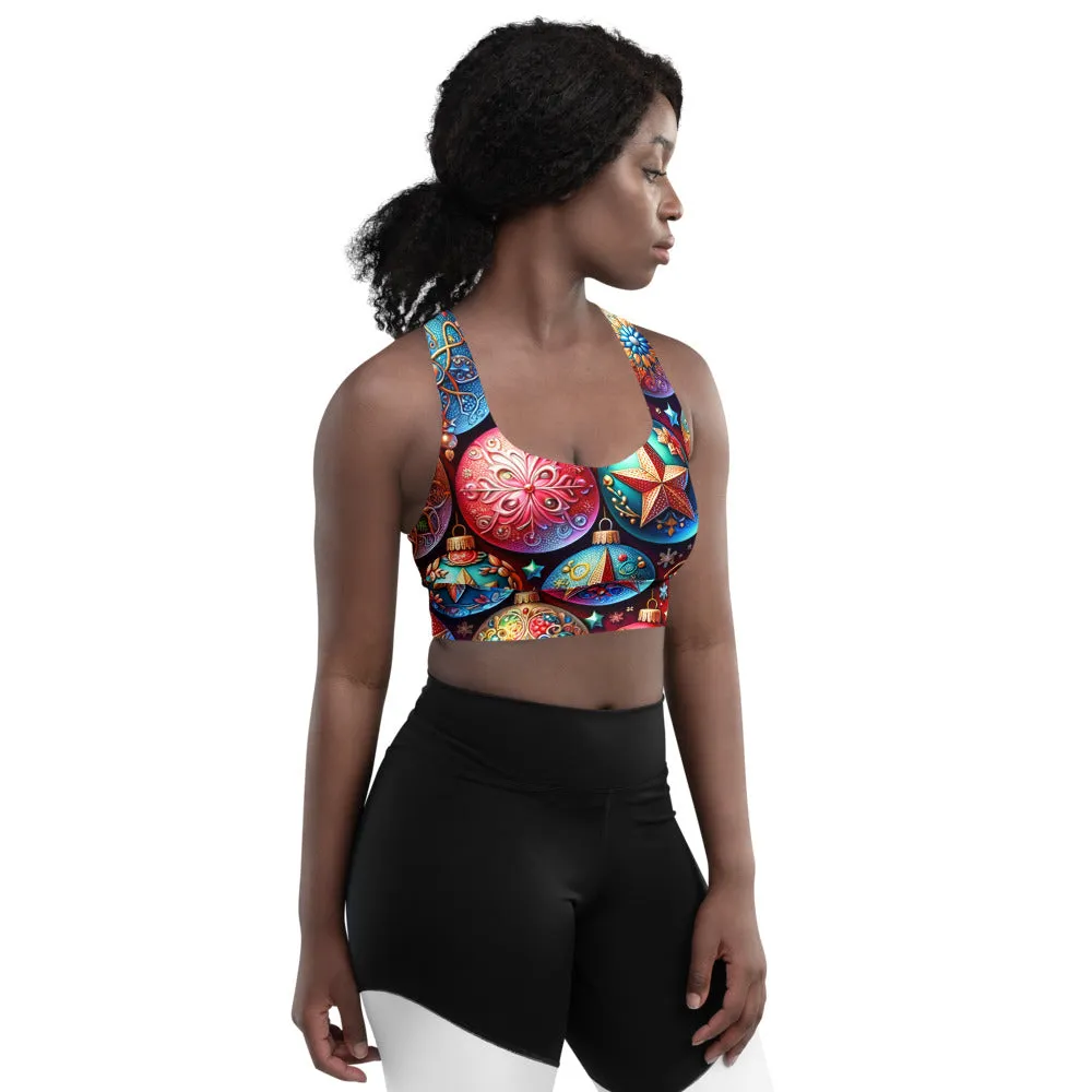 Whimsical Winter Wear Longline Sports Bra
