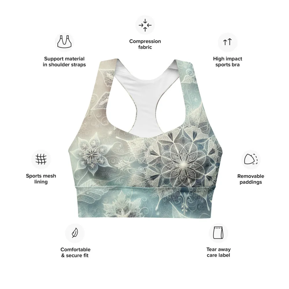 Whimsical Winter Wear Longline Sports Bra