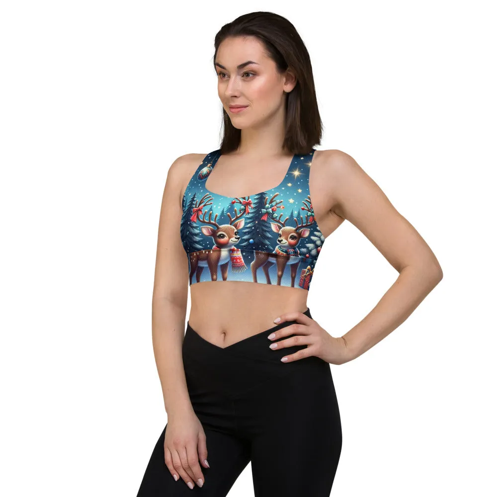 Whimsical Winter Wear Longline Sports Bra