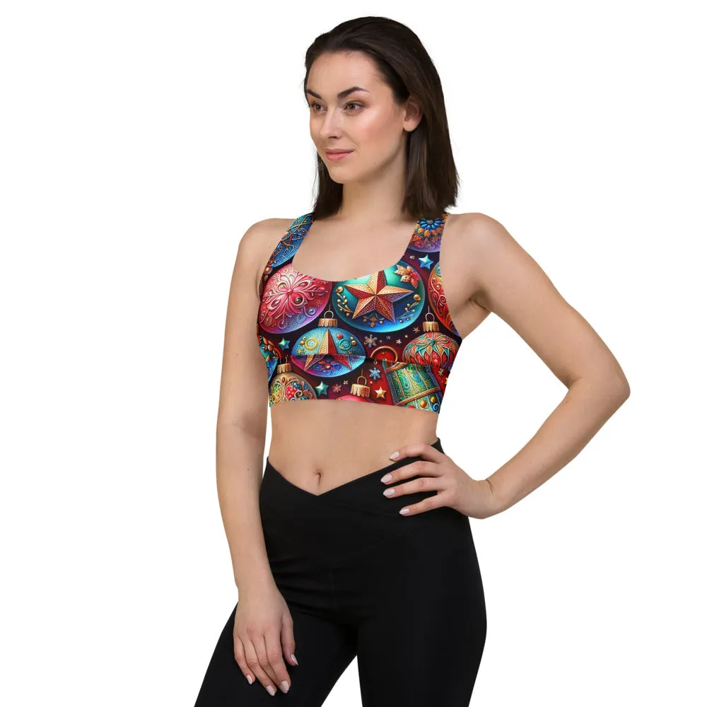Whimsical Winter Wear Longline Sports Bra