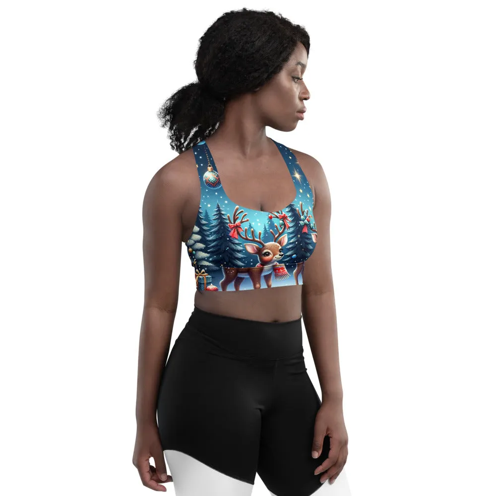 Whimsical Winter Wear Longline Sports Bra