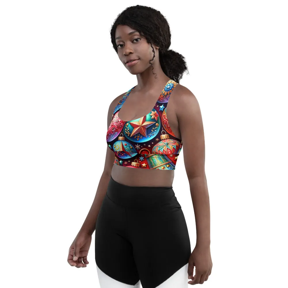 Whimsical Winter Wear Longline Sports Bra