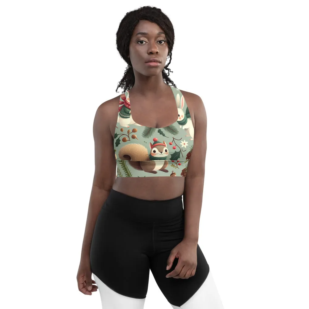 Whimsical Winter Wear Longline Sports Bra