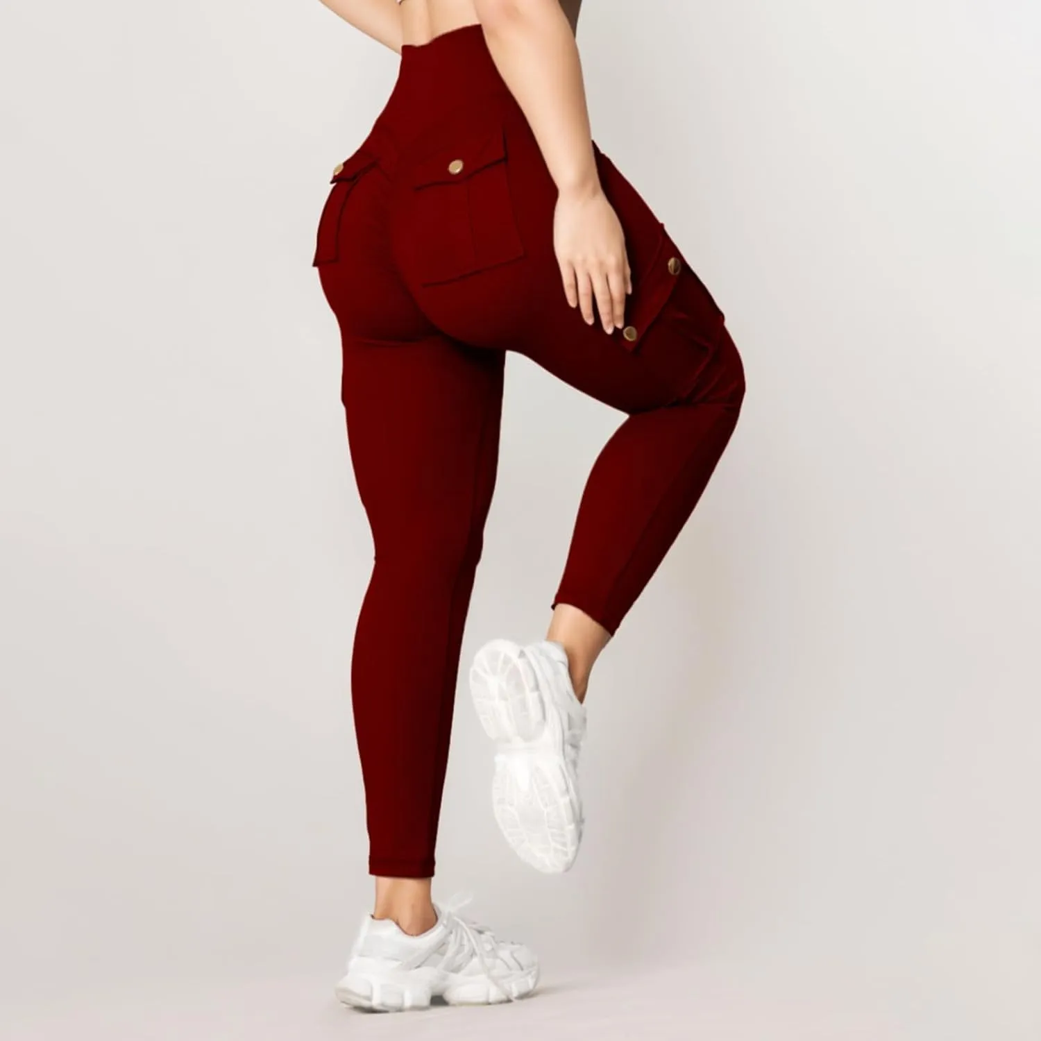 Womens Cargo Leggings High Waist Tummy Control Workout Yoga Pants Slim Fit Stretch Cargo Pants with Pockets 2025