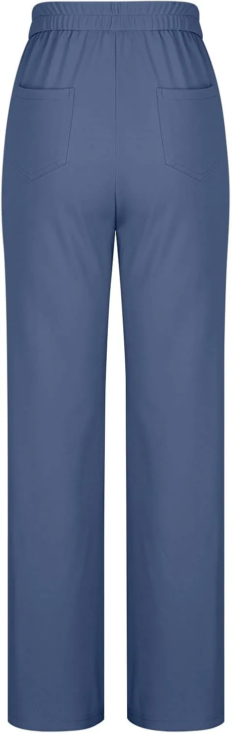 Women's Spring 2025 Pants Casual High Waist Straight Leg Pant Business Button Down Work Pants Trousers with Pockets