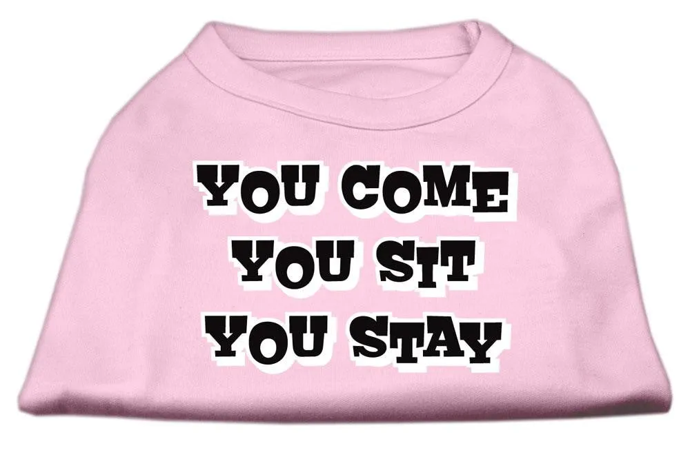 You Come, You Sit, You Stay Screen Print Shirts Light Pink XXXL(20)